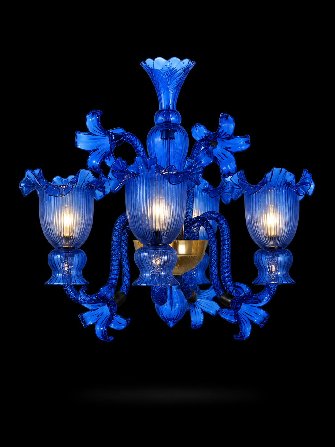 Gulzar Ruffled Tulip Three-Light Wall Light — Cobalt Blue
