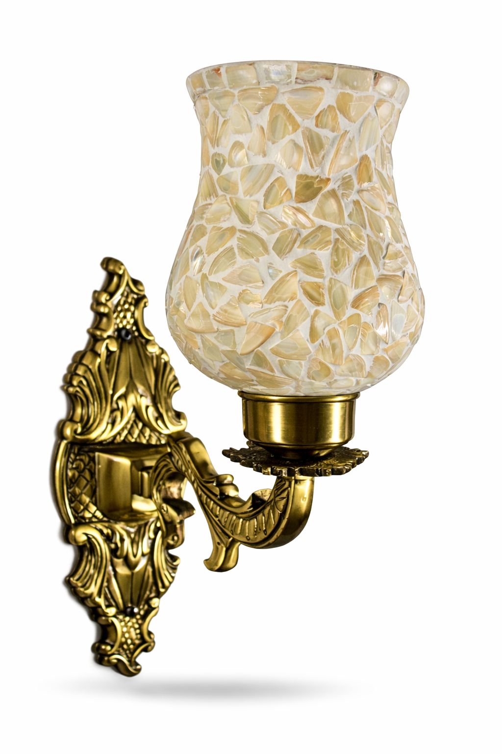 Ratnakosh Ivory Shell-Mosaic Glass Wall Lamp · Wall Light · SGE-WL-050 · Samrat Glass Emporium — view 2