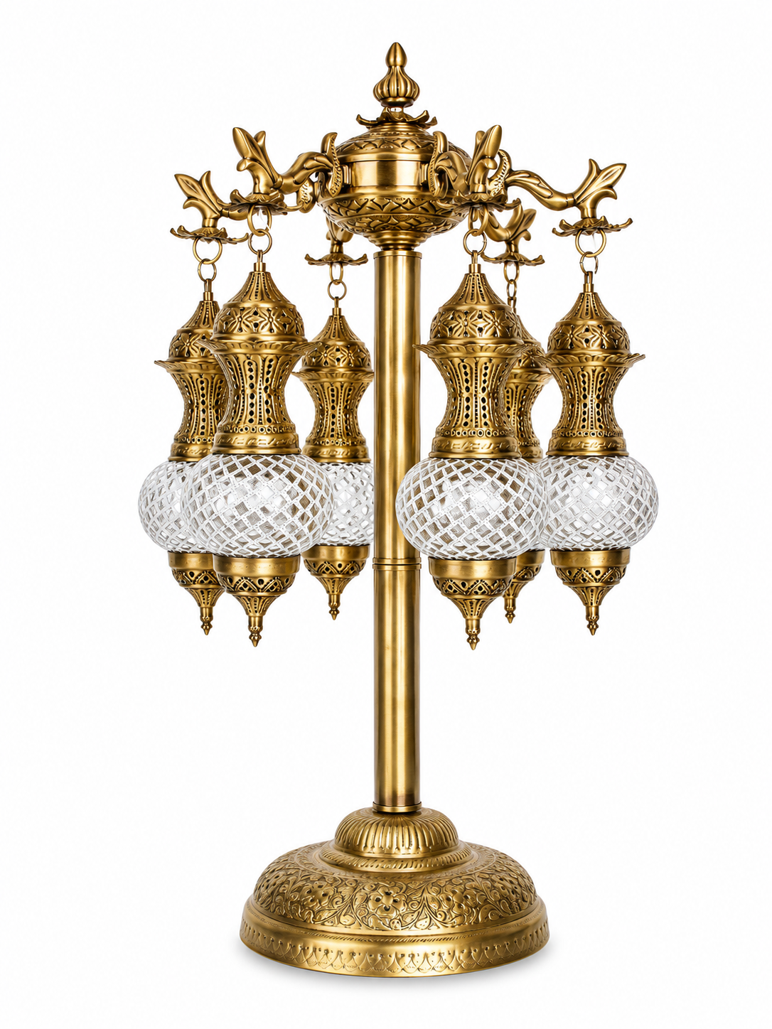 Mehrab Pierced Lantern Floor Chandelier — Six Light · SGE-FL-014 · Samrat Glass Emporium — view 2