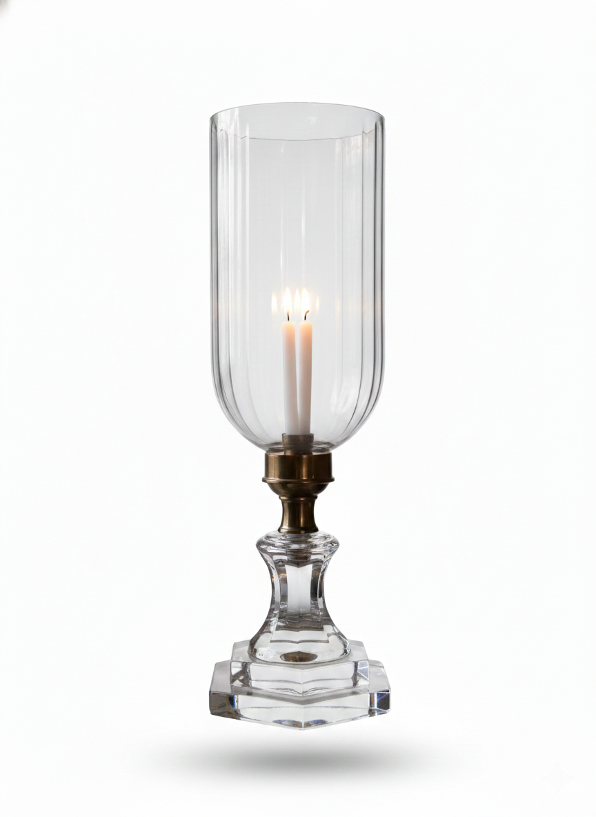 Shubhra Fluted-Column Clear Glass Candle Stand · SGE-CS-004 · Samrat Glass Emporium — view 2