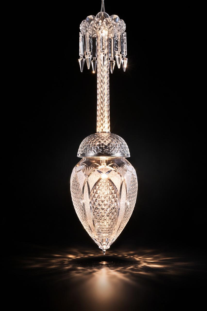 Prism Crown Clear Cut-Glass Hanging Light