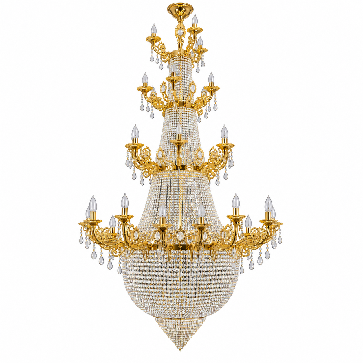 Samrajya Grand Multi-Tier 110-Light Empire-Basket Crystal Candle-Arm Chandelier · SGE-CH-154 · Samrat Glass Emporium — view 2