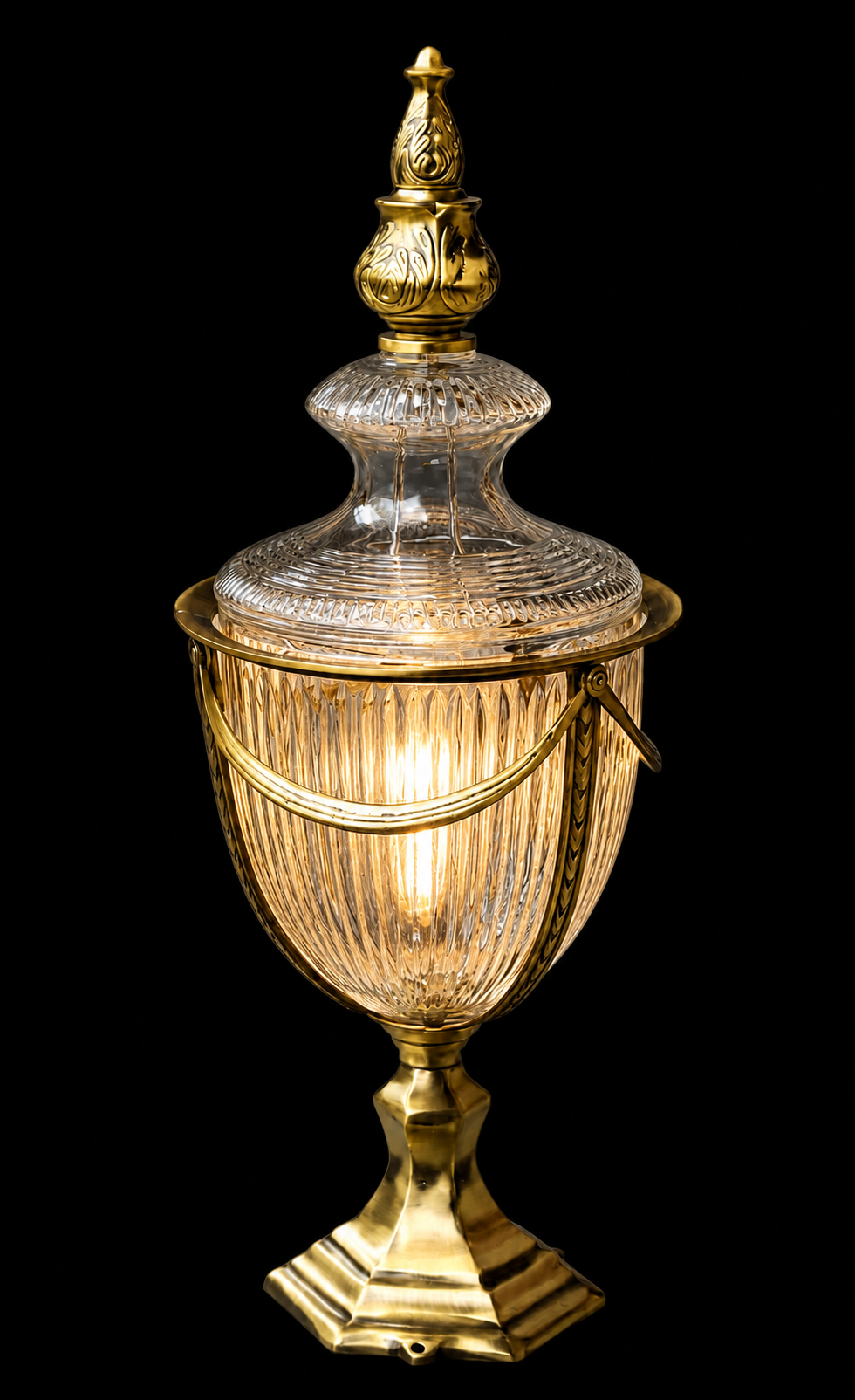 Rajsi Urn Fluted Glass Gate Light — Alternate Size