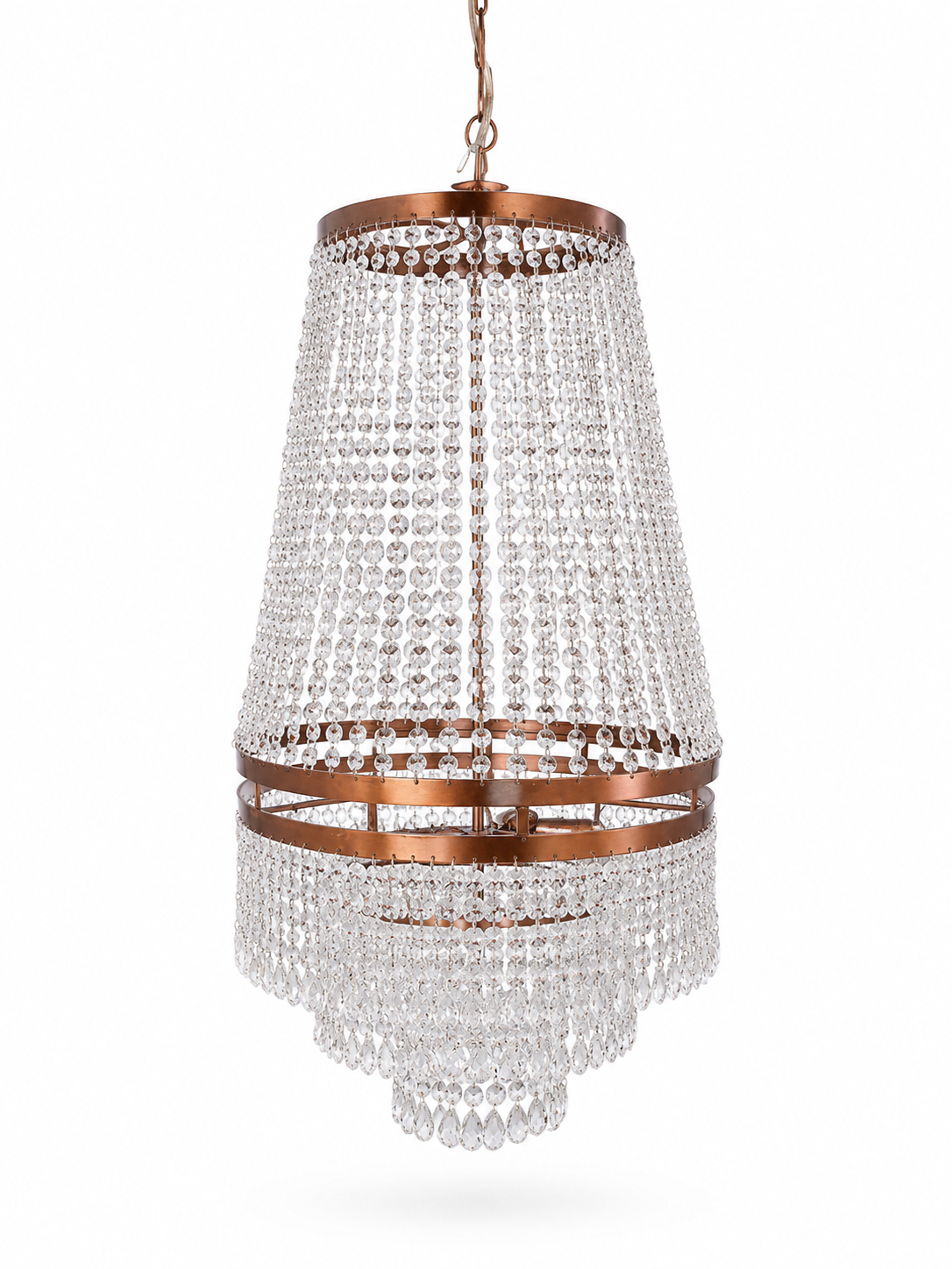 Shikhar Tapered Crystal-Bead Curtain Chandelier · SGE-CH-136 · Samrat Glass Emporium — view 2