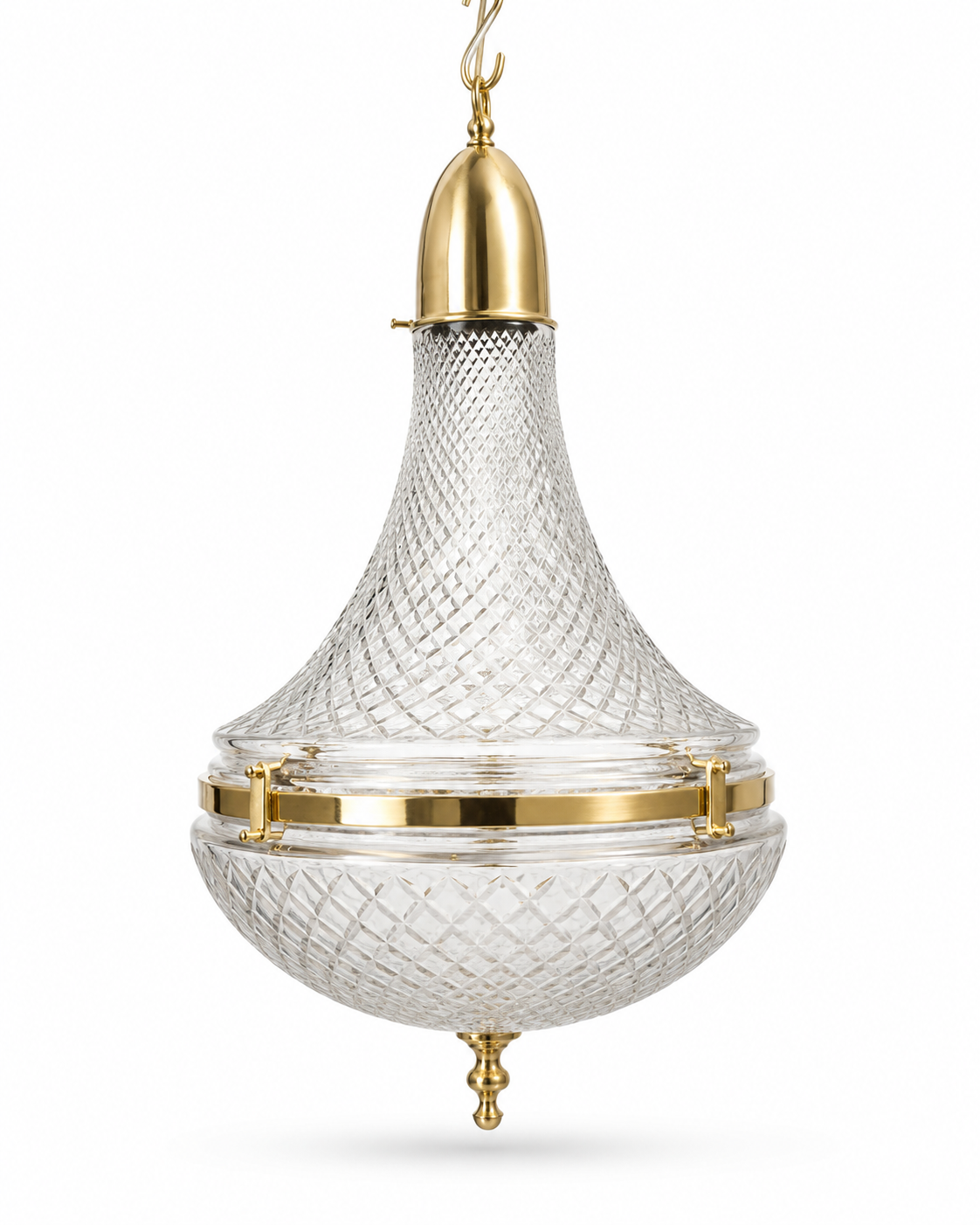 Surahi Bowl Glass Hanging Light — Diamond-Cut · SGE-HL-010 · Samrat Glass Emporium — view 2
