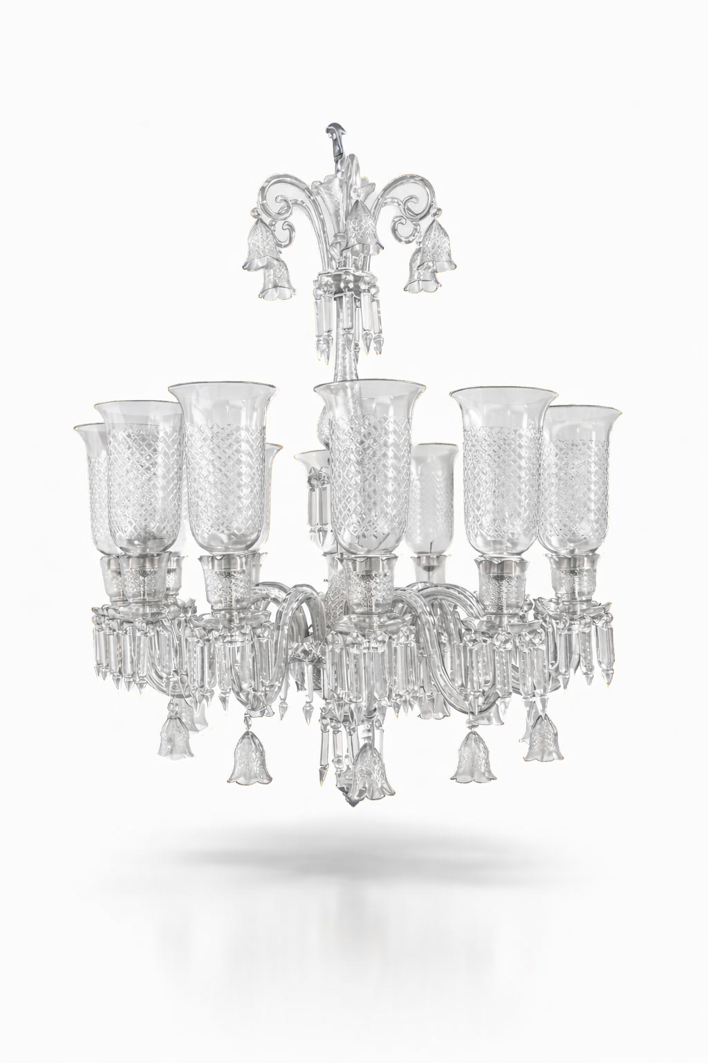 Meher Diamond-Cut Tulip Grand Chandelier — 12-Light Clear · SGE-CH-087 · Samrat Glass Emporium — view 2