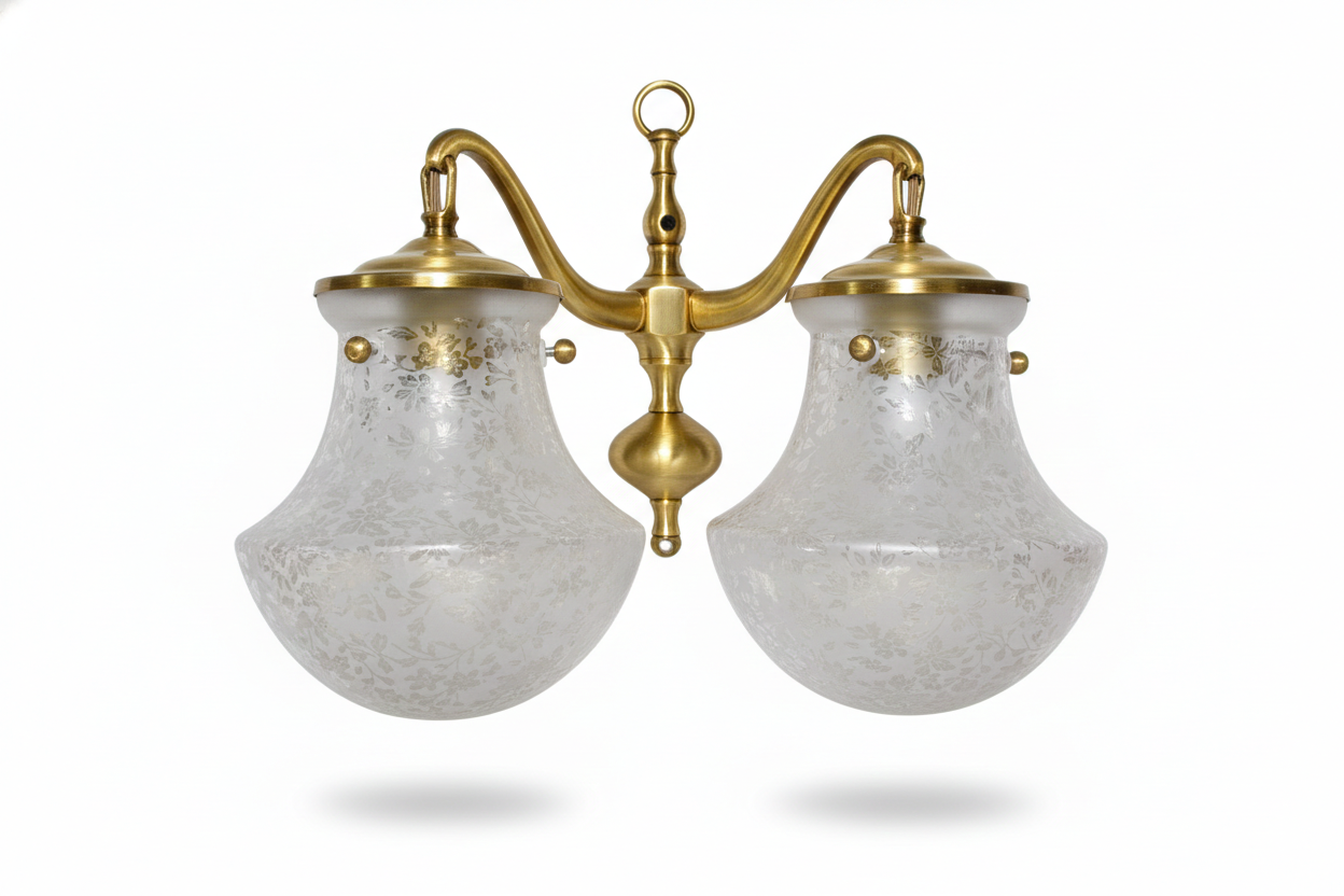 Prastara Floral-Etched Dual-Arm Wall Light · SGE-WL-021 · Samrat Glass Emporium — view 2