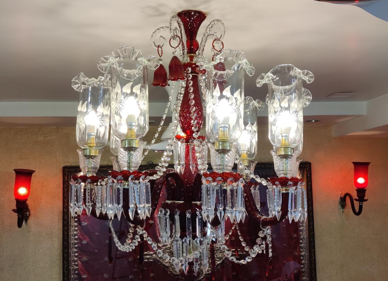 Ruby Red Crystal Chandelier – Private Residence