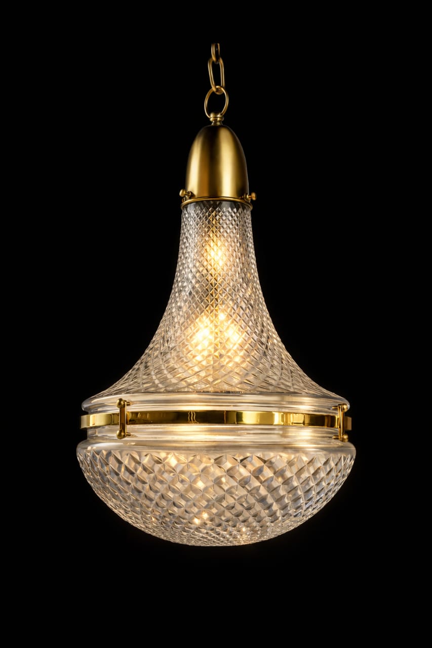 Diamond Pattern Cut Glass Hanging Light