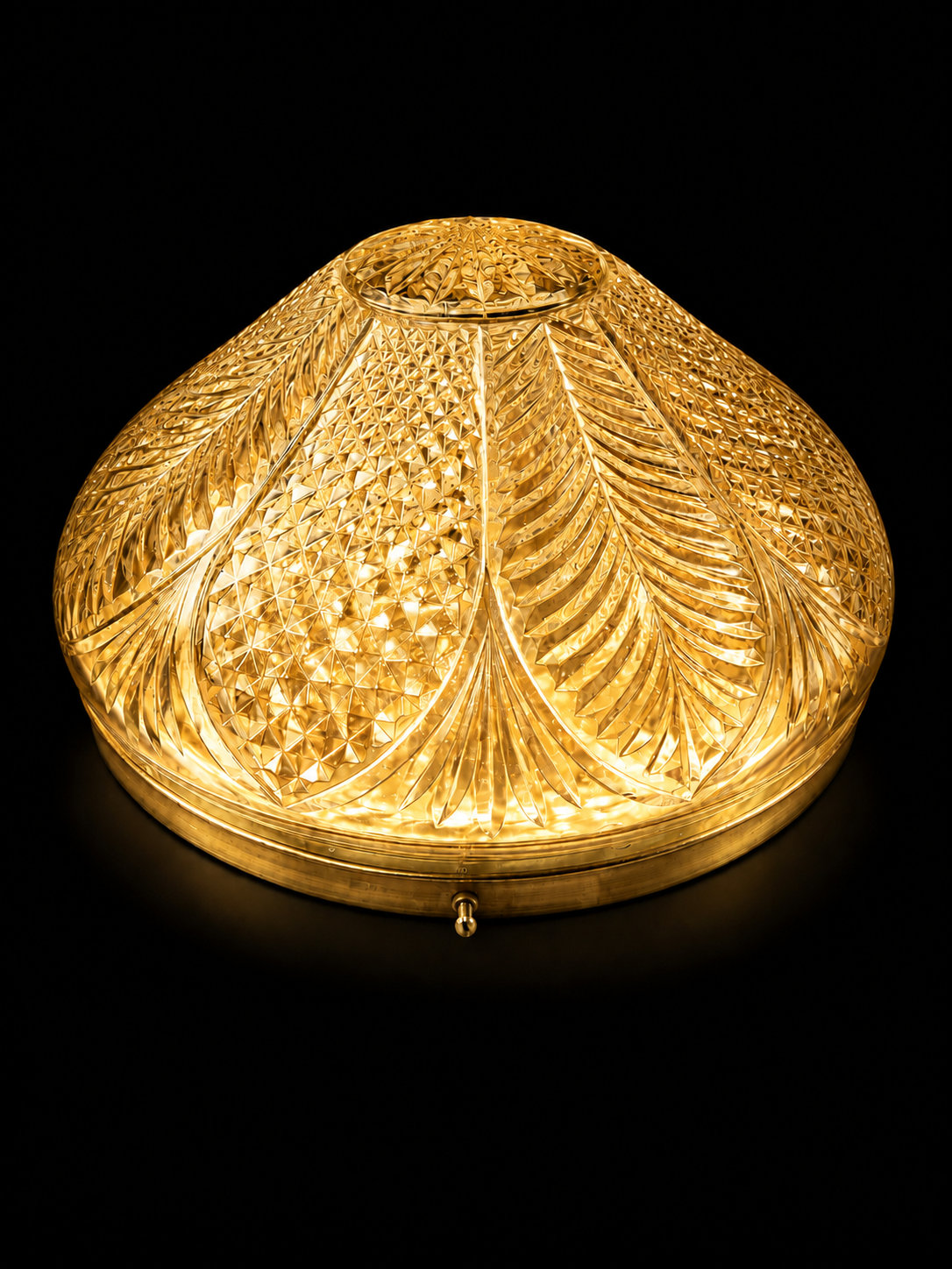 Kanakpatra Leaf-Cut Amber Glass Dome Ceiling Light