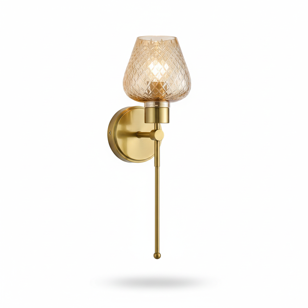 Dandjyoti Diamond-Lattice Glass Drop-Stem Wall Sconce · Wall Light · SGE-WL-085 · Samrat Glass Emporium — view 2