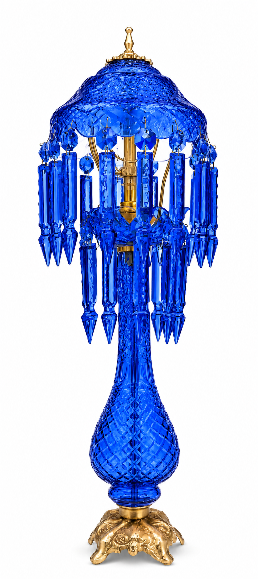 Sheesh Mahal Cobalt-Blue Diamond-Cut Prism-Canopy Table Lamp · SGE-TL-039 · Samrat Glass Emporium — view 2