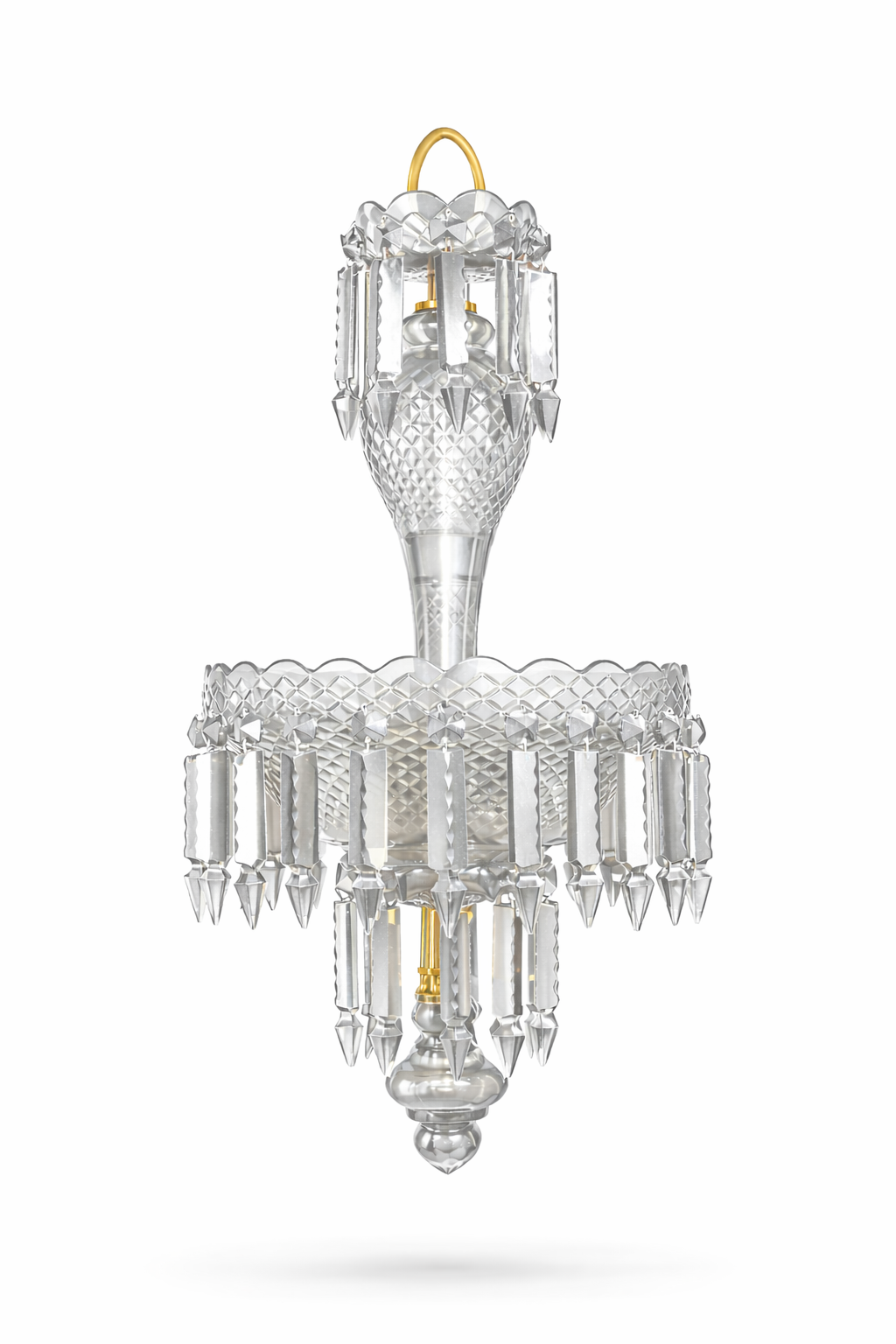Haritma Clear Cut-Glass Hanging Light — Twin-Light Prism Cascade · SGE-HL-086 · Samrat Glass Emporium — view 2