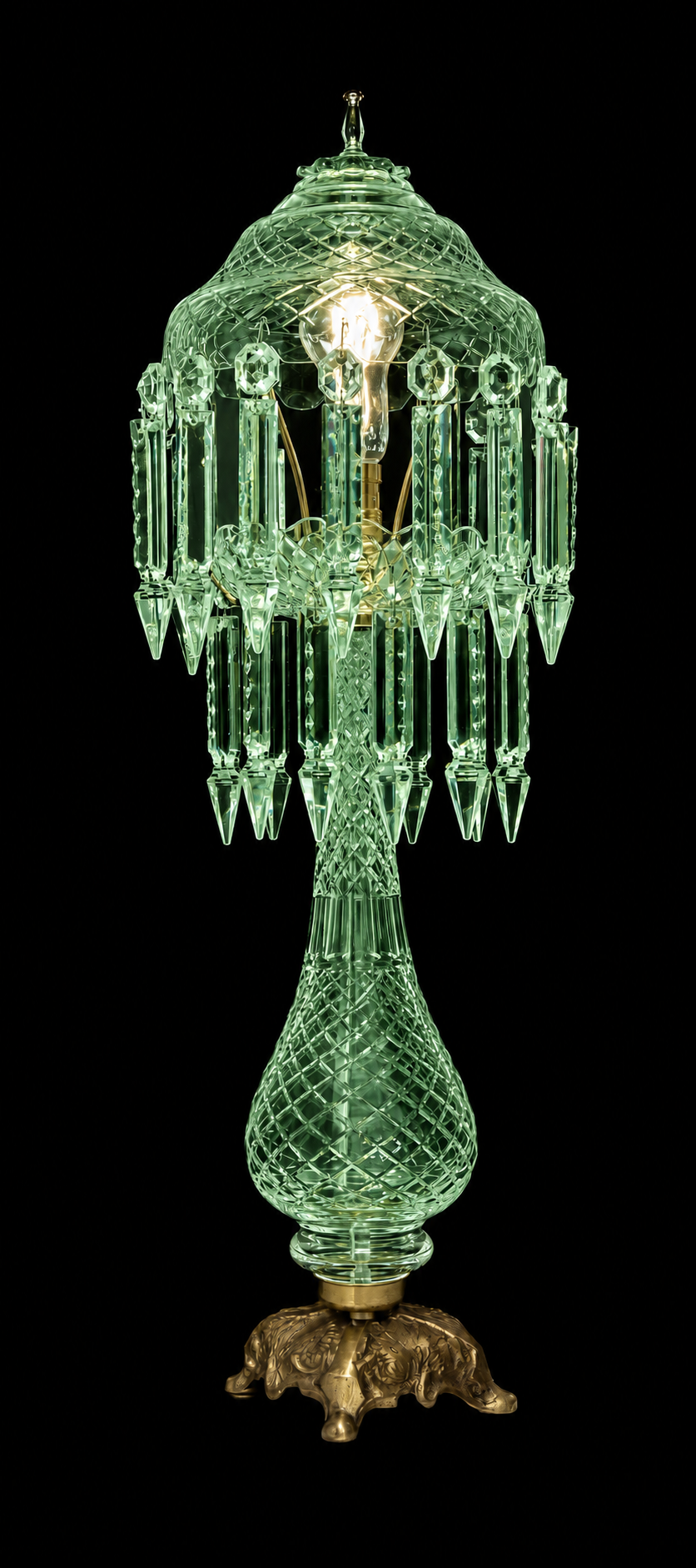 Sheesh Mahal Prism-Canopy Table Lamp — Mint Green