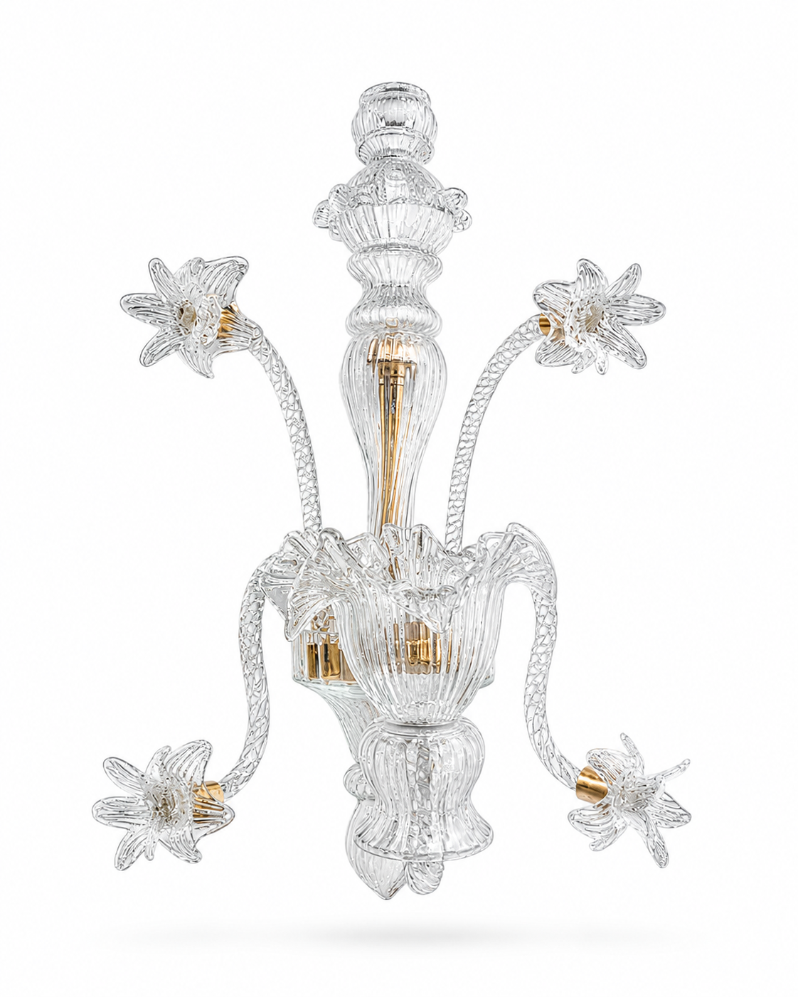 Kanchpushpa Handblown Clear-Glass Botanical Wall Sconce — Five-Flower · Wall Light · SGE-WL-119 · Samrat Glass Emporium — view 2