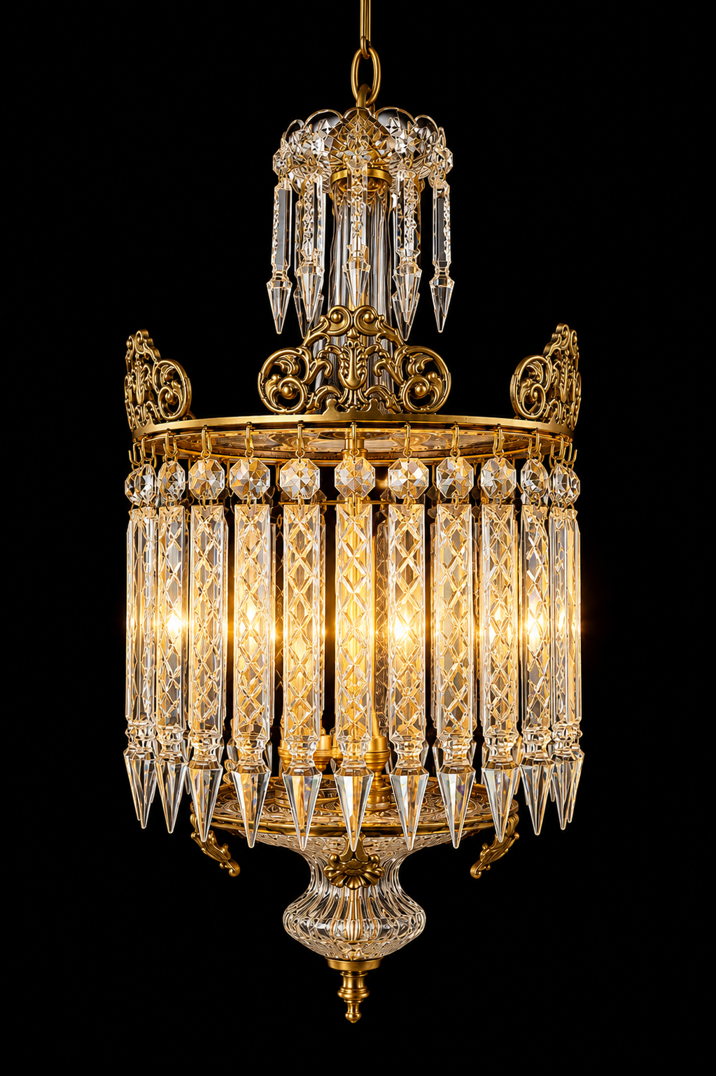 Rajmukut Crest-Prism Cylindrical Hanging Light · SGE-HL-079 · Samrat Glass Emporium — view 3