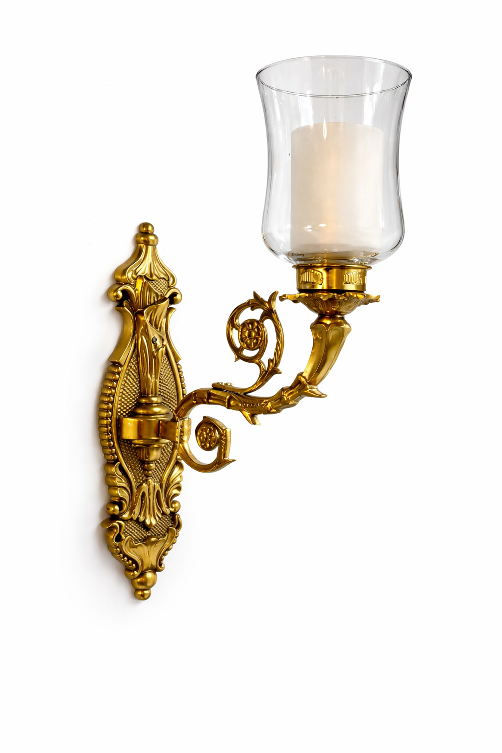 Jyotikalash Clear Hurricane Glass Scroll-Arm Wall Lamp · Wall Light · SGE-WL-045 · Samrat Glass Emporium — view 2