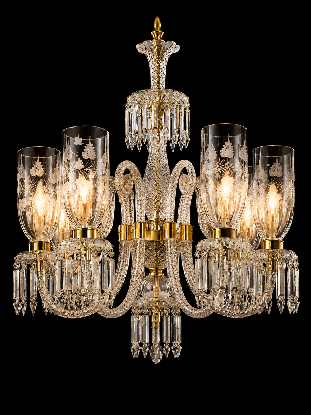 Noorvastra Etched-Tulip Six-Light Crystal Chandelier — Crown Crest