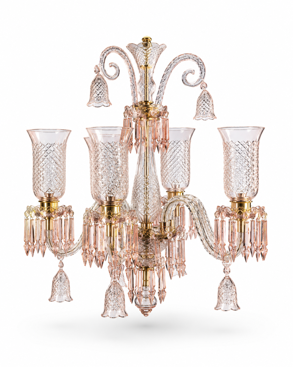 Gulnaar Diamond-Hurricane Six-Light Glass Chandelier — Rose Pink · SGE-CH-065 · Samrat Glass Emporium — view 2