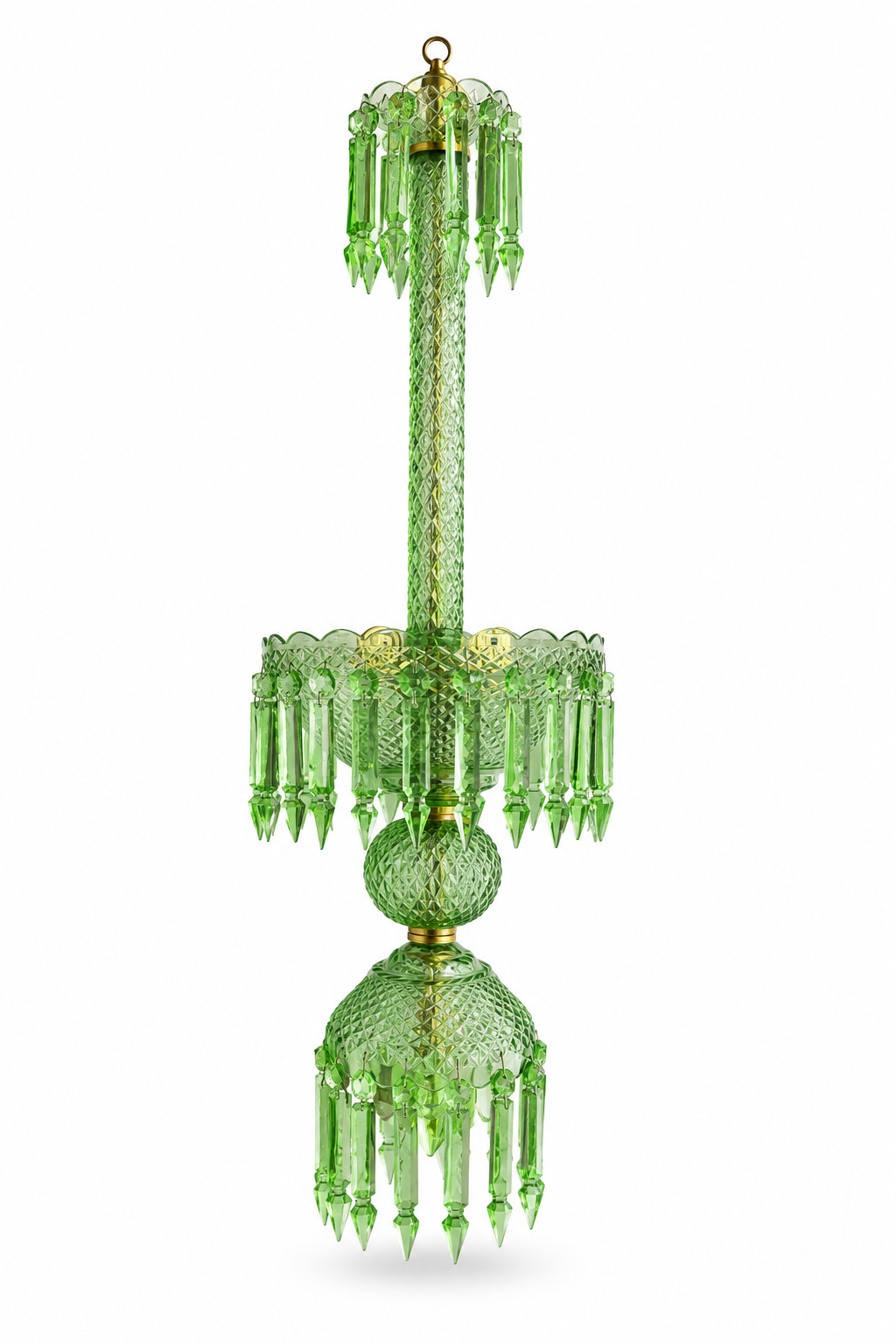 Rangmahal Diamond-Cut Crystal Hanging Light — Emerald Green · SGE-HL-015 · Samrat Glass Emporium — view 2