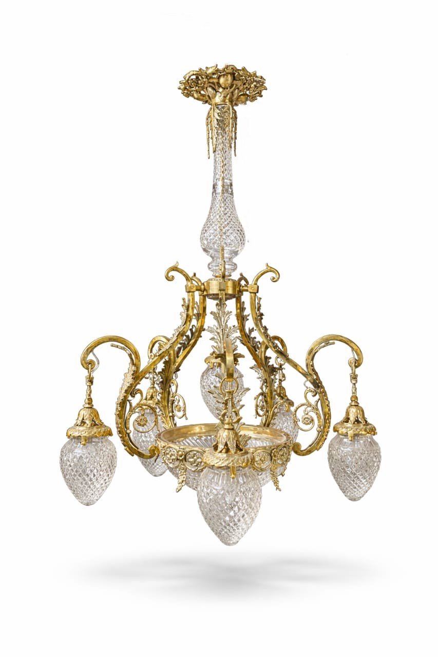 Amritkalash Diamond-Cut Acorn-Shade Heritage Chandelier · SGE-CH-013 · Samrat Glass Emporium — view 2