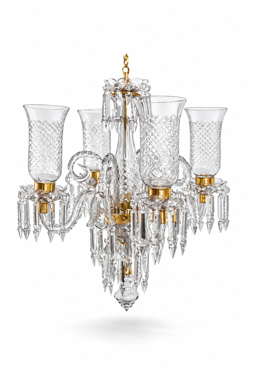 Meher Diamond-Cut Tulip Chandelier — 4-Light Clear · SGE-CH-131 · Samrat Glass Emporium — view 2