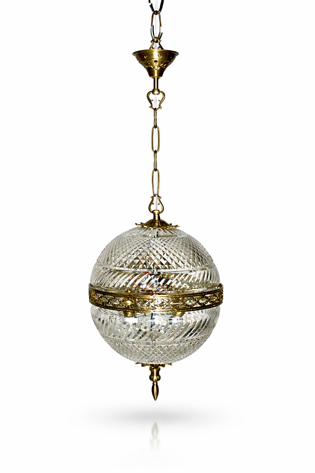 Golak Glass Globe Hanging Light — Artisan-Cut Single · SGE-HL-023 · Samrat Glass Emporium — view 2