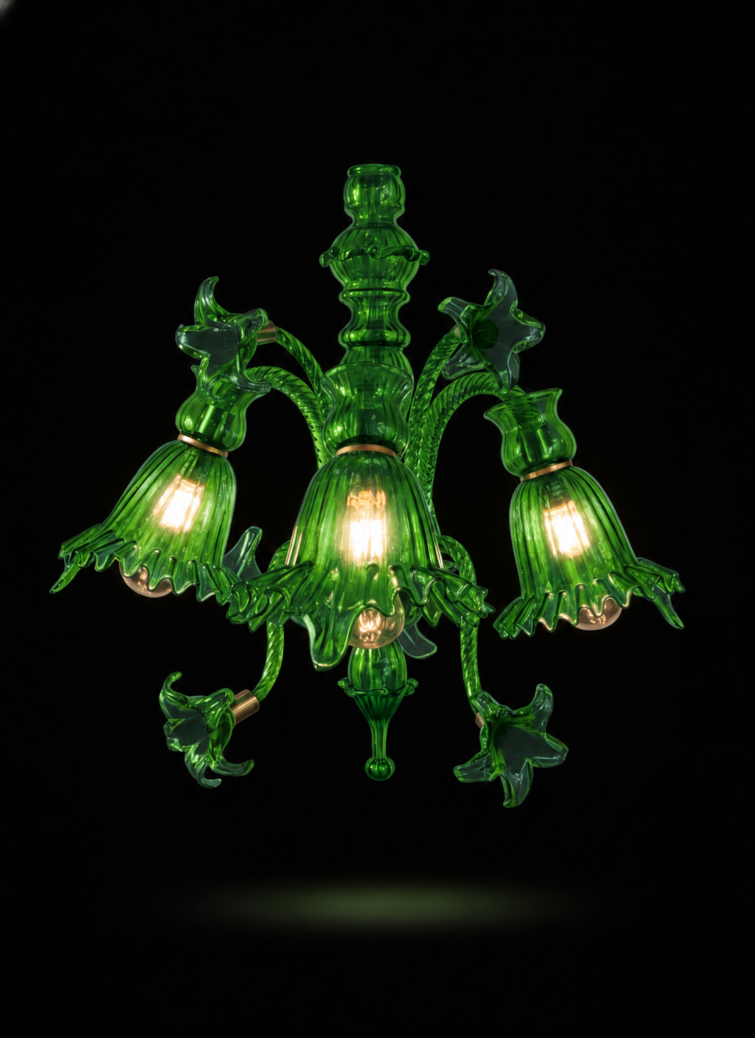 Gulzar Bellflower Three-Light Downlight Wall Light — Emerald Green