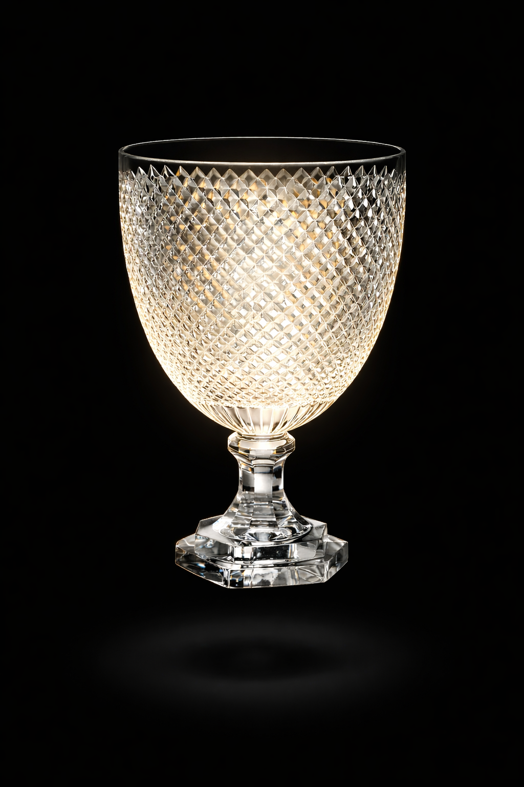 Diamond Cross-Cut Clear Glass Candle Stand