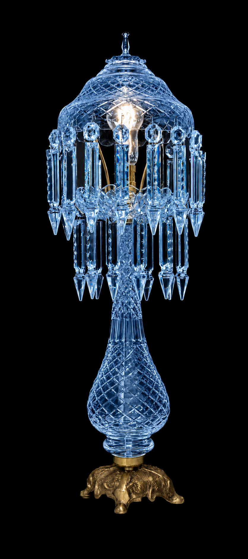Sheesh Mahal Prism-Canopy Table Lamp — Powder Blue