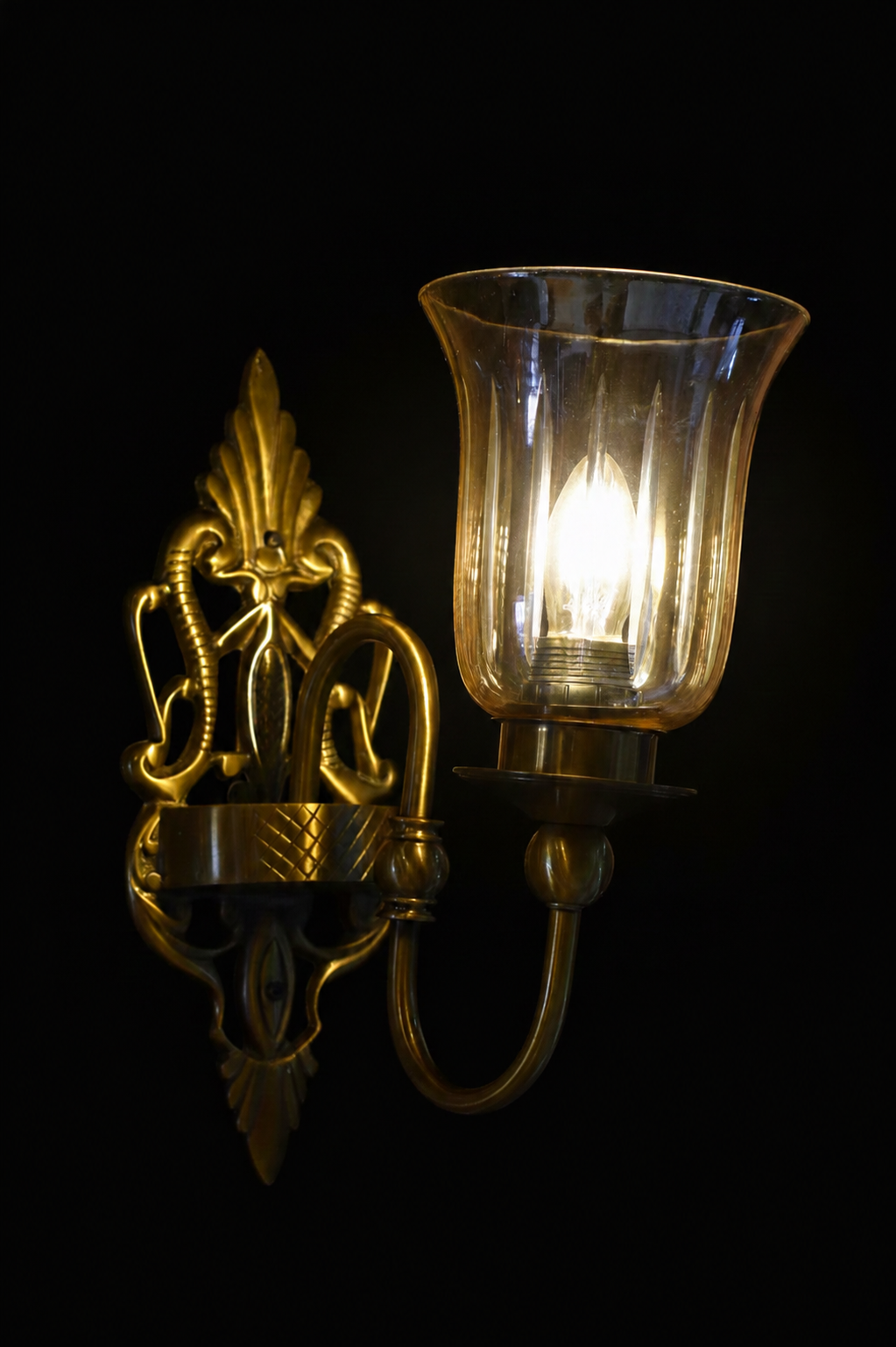 Kalashrekha Flared Hurricane Glass Single-Light Wall Sconce