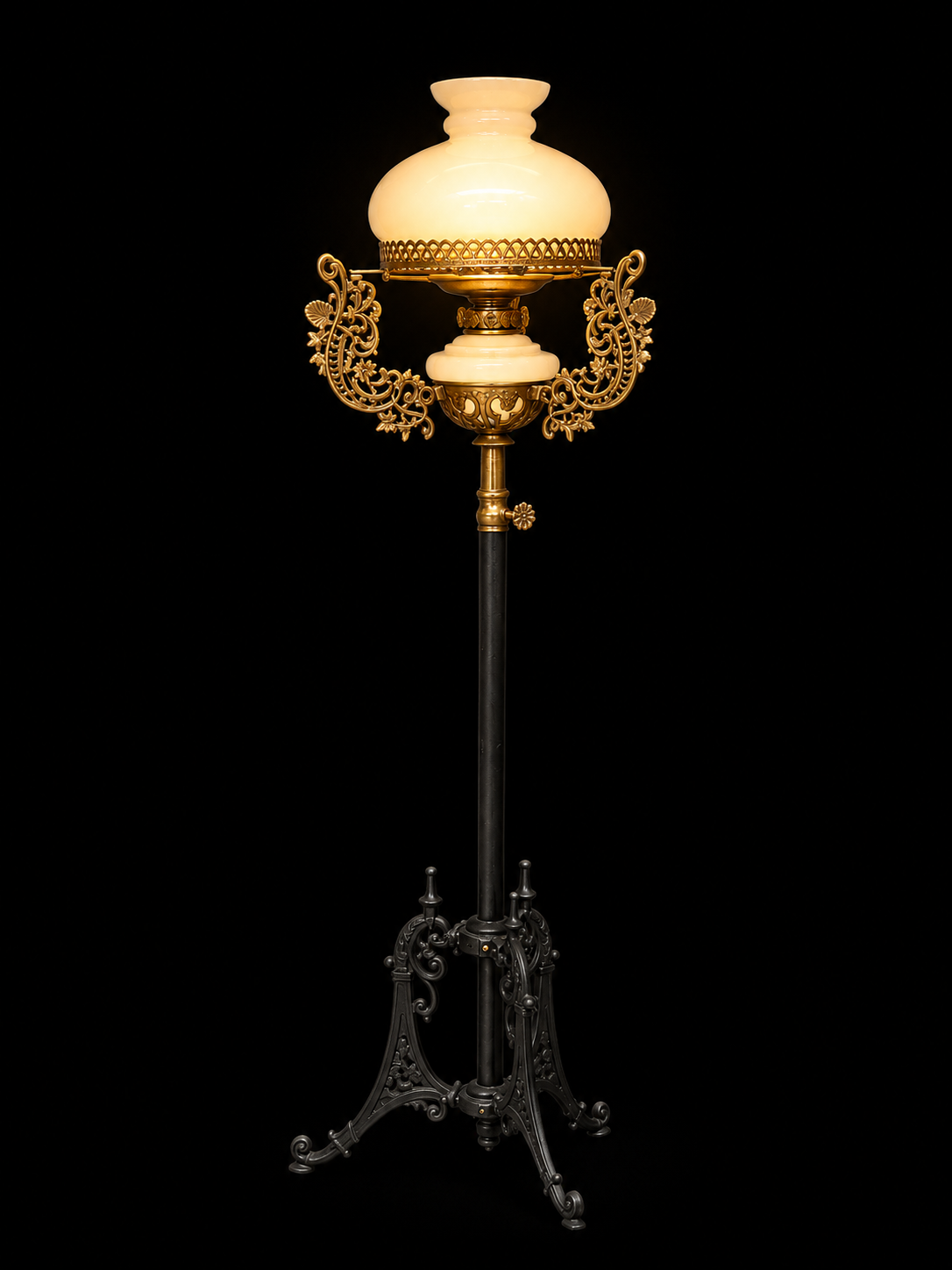 Fanoos Opal Glass Heritage Floor Lamp — Ornate Tripod