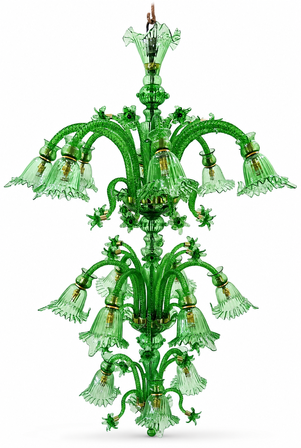 Gulzar Emerald Seventeen-Light Three-Tier Glass Chandelier · SGE-CH-072 · Samrat Glass Emporium — view 2