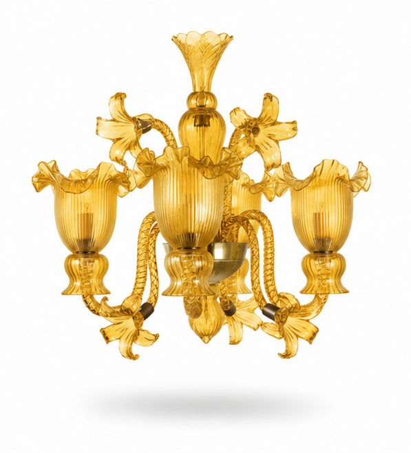 Gulzar Ruffled Tulip Three-Light Wall Light — Amber Gold · SGE-WL-024 · Samrat Glass Emporium — view 2