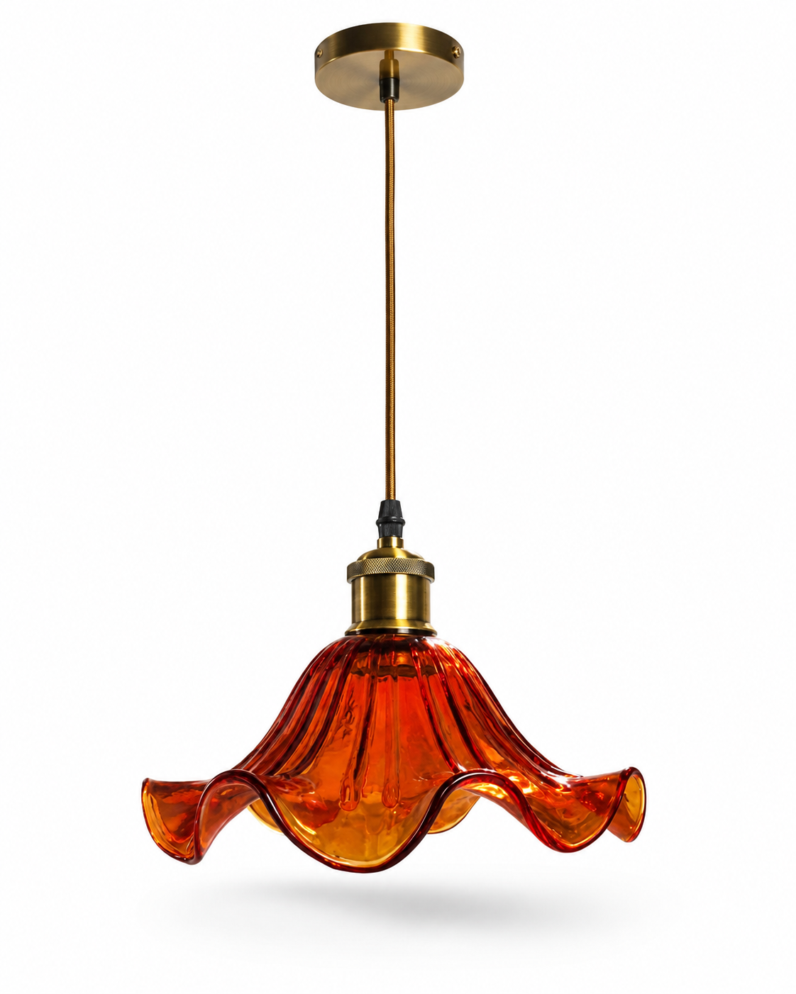 Leherpushp Amber Fluted Flower-Glass Hanging Light · SGE-HL-109 · Samrat Glass Emporium — view 2
