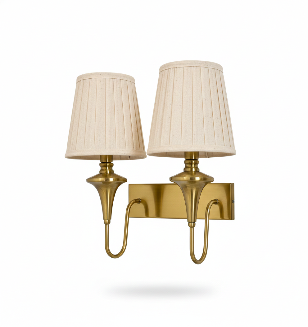 Pleated Fabric Double-Arm Wall Light · SGE-WL-002 · Samrat Glass Emporium — view 2