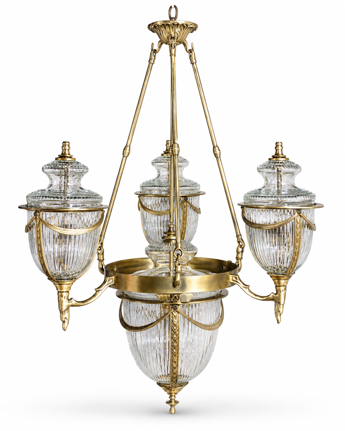 Rajsi Flute-Cut Glass Chandelier — Four-Light Urn · SGE-CH-062 · Samrat Glass Emporium — view 2