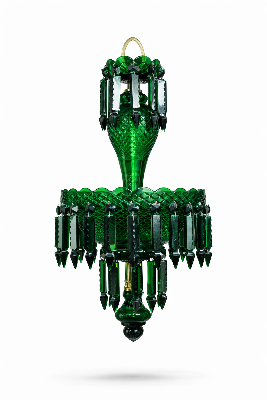 Haritma Emerald Cut-Glass Hanging Light — Twin-Light Prism Cascade · SGE-HL-009 · Samrat Glass Emporium — view 2