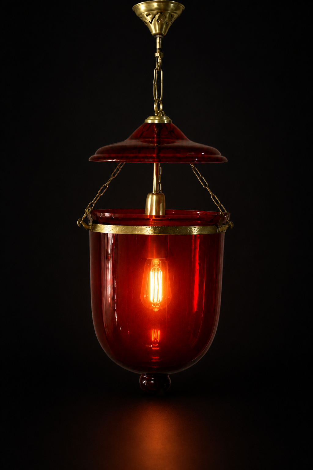 Kandil Bell-Jar Glass Hanging Light — Ruby Red Classic