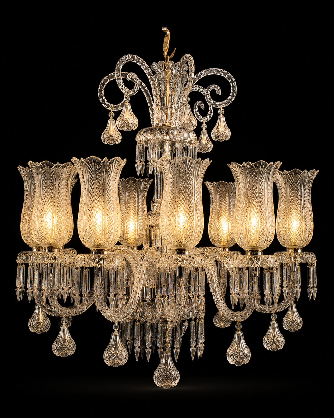 Mayurrekha Feather-Cut Tulip Twelve-Light Crystal Chandelier