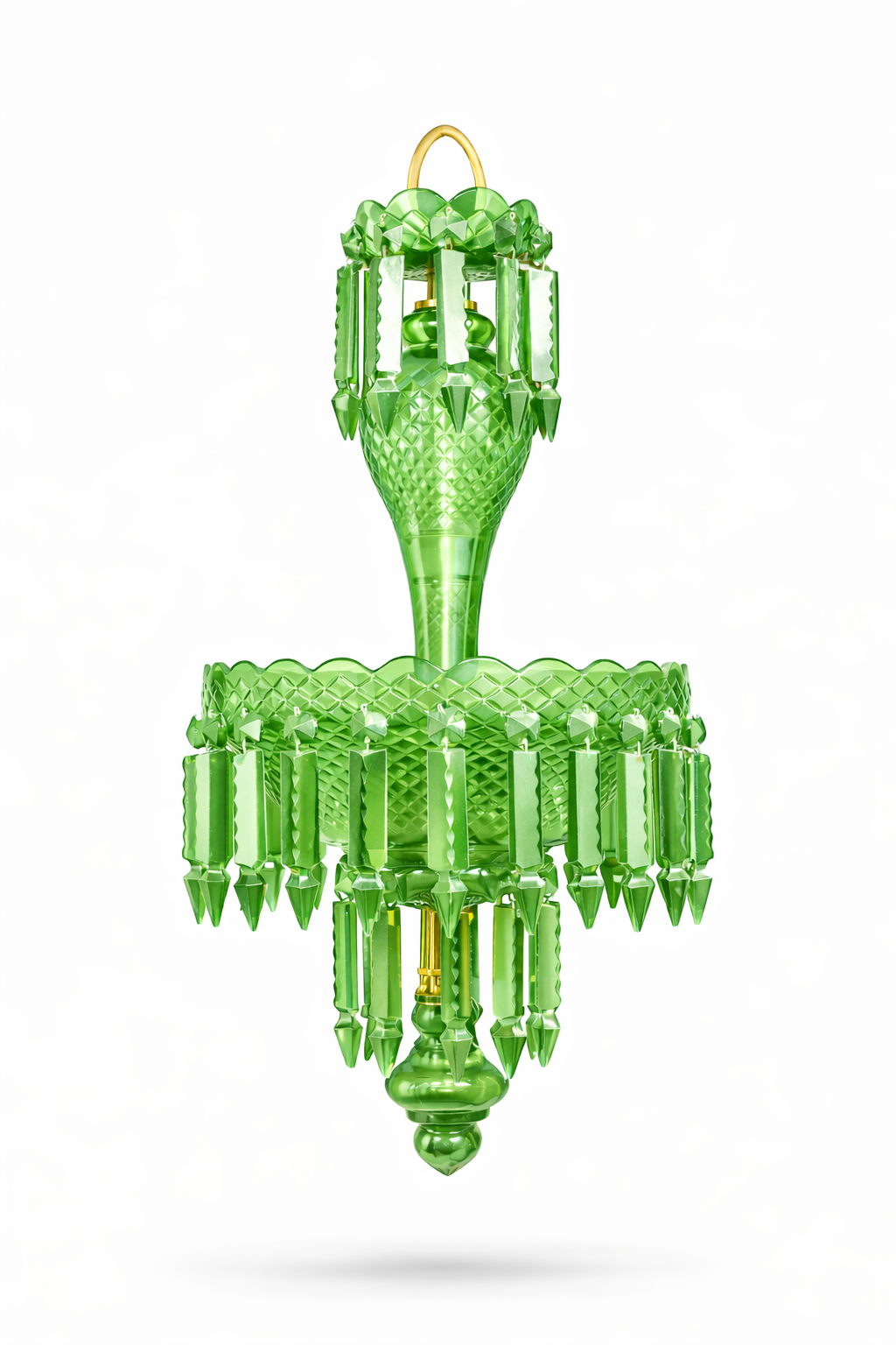 Haritma Light Green Cut-Glass Hanging Light — Twin-Light Prism Cascade · SGE-HL-087 · Samrat Glass Emporium — view 2