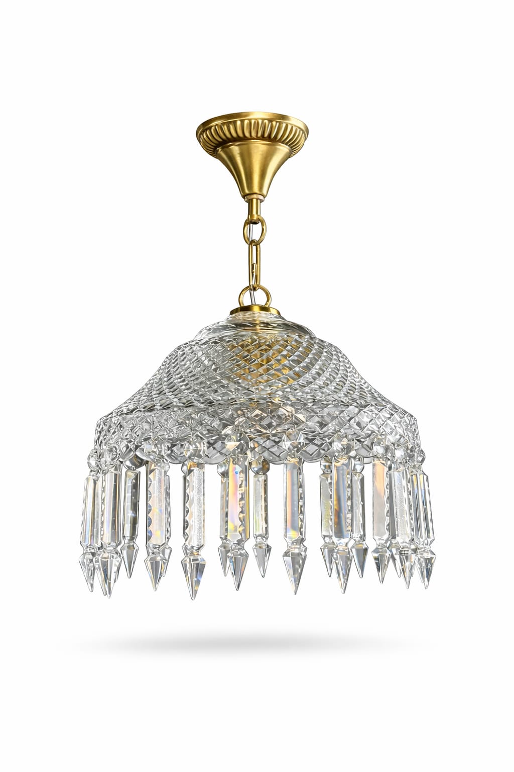 Noorjharna Diamond-Lattice Prism-Fringe Hanging Light — Compact Dome · SGE-HL-060 · Samrat Glass Emporium — view 2