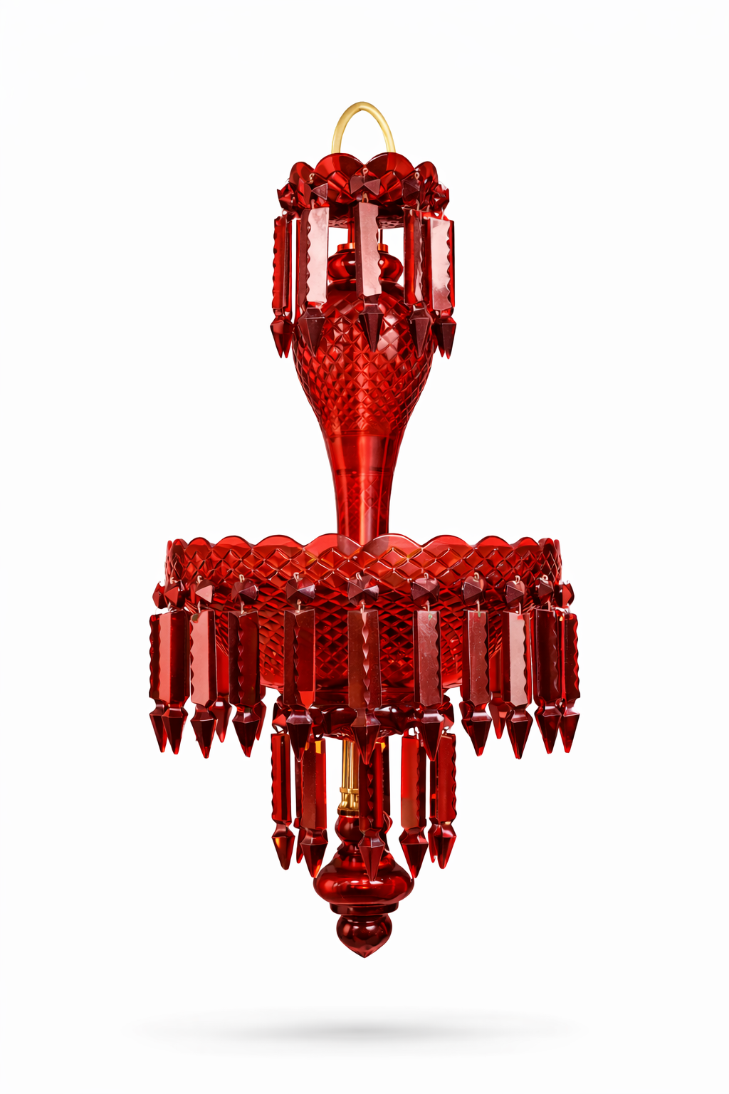 Haritma Ruby Cut-Glass Hanging Light — Twin-Light Prism Cascade · SGE-HL-083 · Samrat Glass Emporium — view 2
