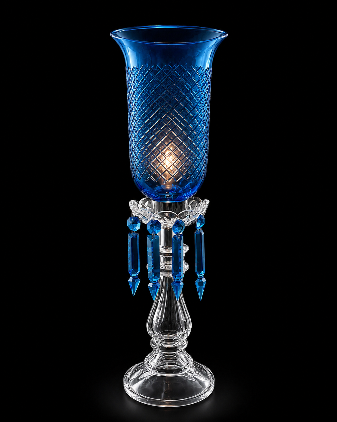 Neelprism Diamond-Cut Cobalt Glass Table Lamp