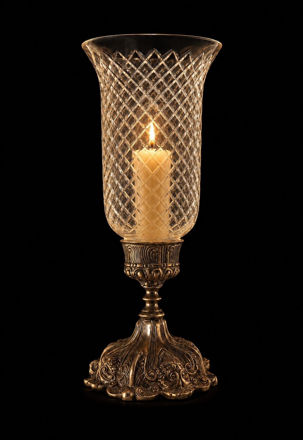 Rajwada Diamond-Cut Hurricane Table Lamp — Golden