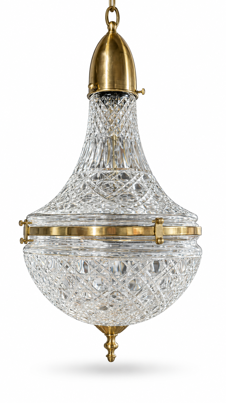 Surahi Bowl Glass Hanging Light — Diamond-Lattice & Oval-Lens Cut · SGE-HL-125 · Samrat Glass Emporium — view 2