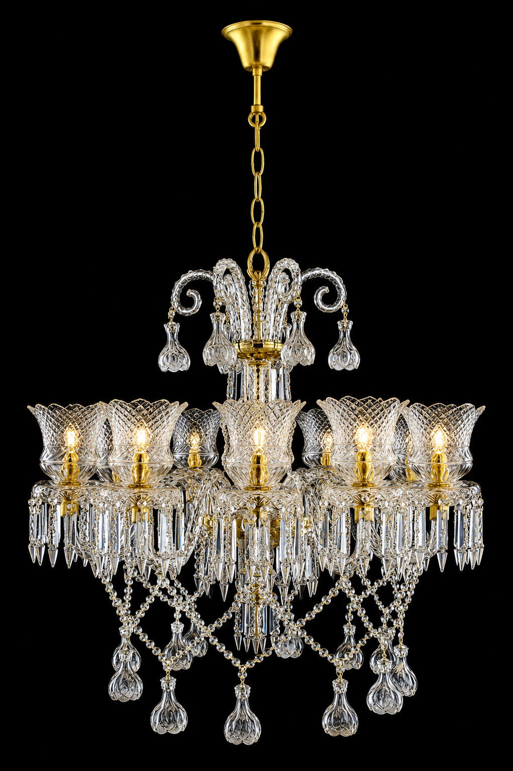 Ratnanjali Basket-Tulip Twelve-Light Crystal Chandelier