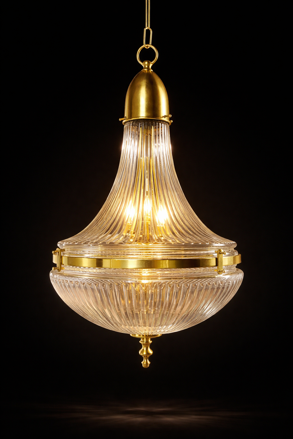 Surahi Bowl Glass Hanging Light — Vertical-Ribbed