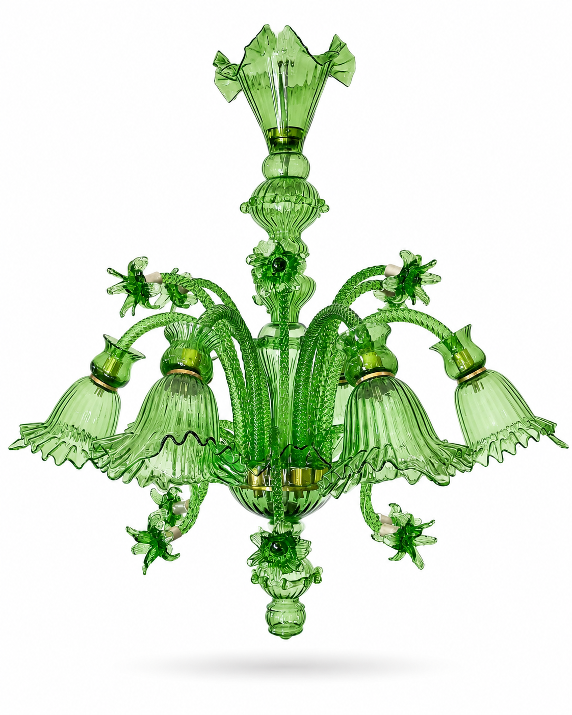 Gulzar Emerald Six-Light Glass Chandelier · SGE-CH-058 · Samrat Glass Emporium — view 2