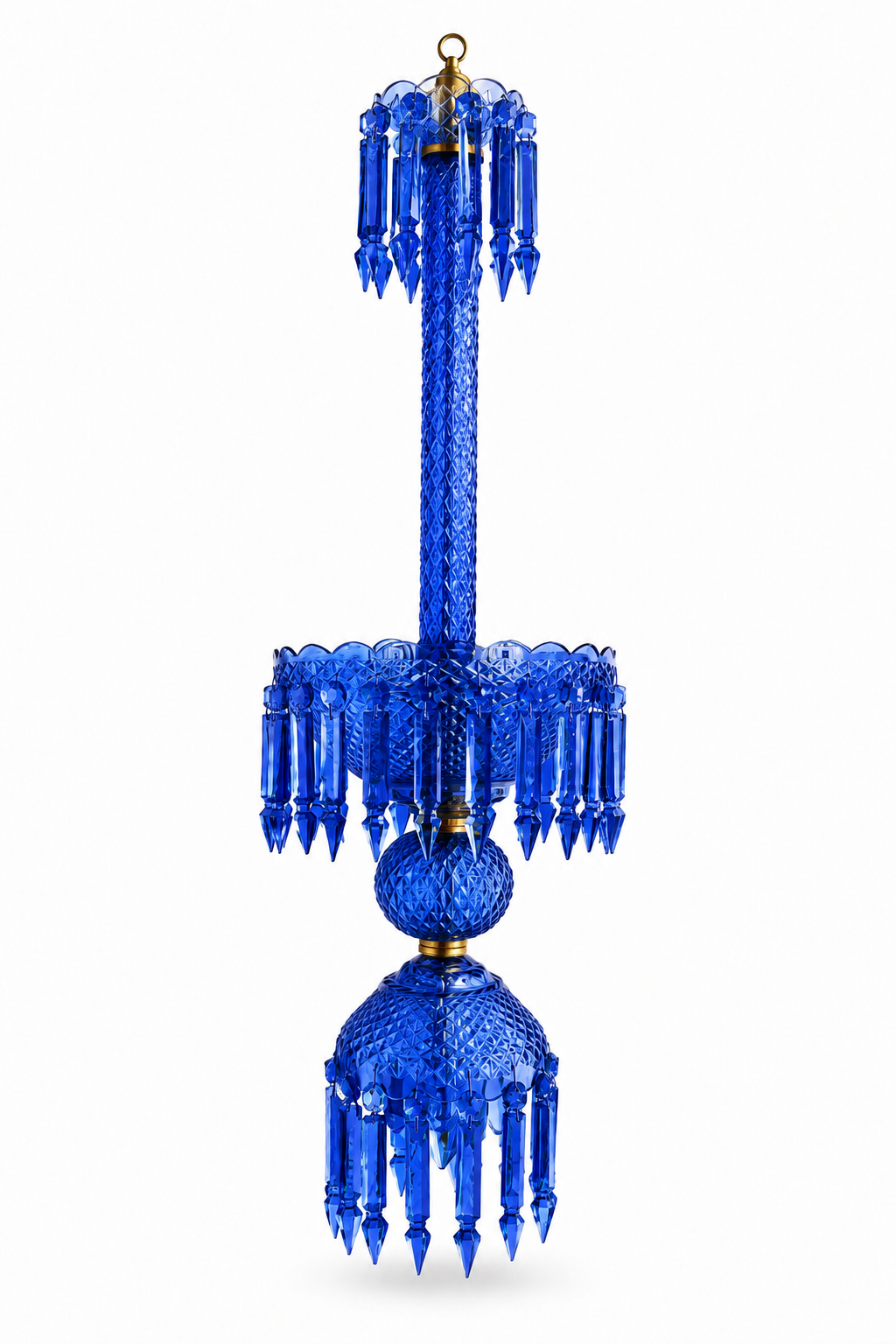 Rangmahal Diamond-Cut Crystal Hanging Light — Cobalt Blue · SGE-HL-069 · Samrat Glass Emporium — view 2